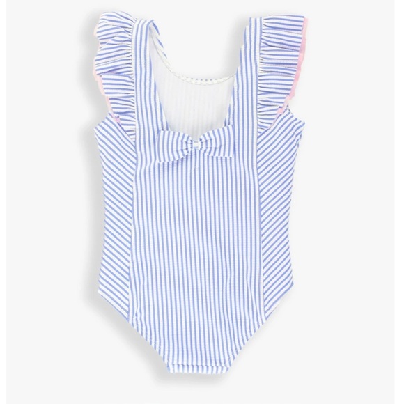 RUFFLE BUTTS VGUC Seersucker Waterfall One Piece Swimsuit size 8 - Picture 3 of 12